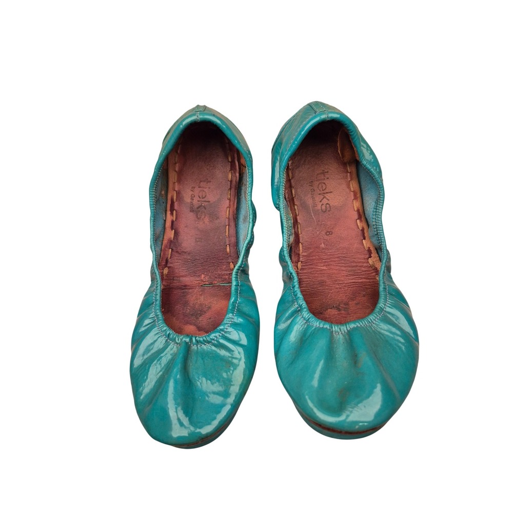 Tieks by Gavrieli Teal Patent Leather Ballet Flats Foldable Shoes Womens Sz 8